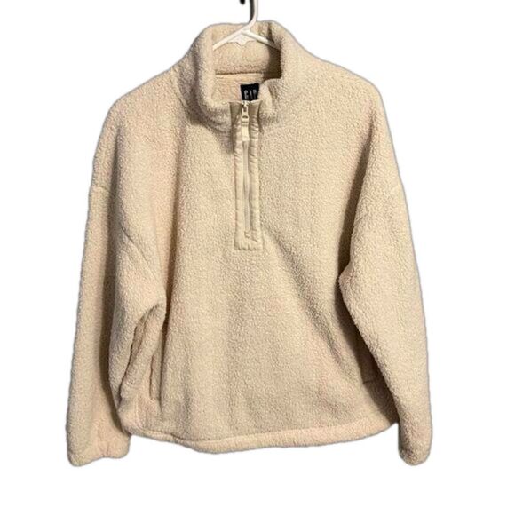 Gap Recycled Sherpa Half Zip Sweatshirt - Picture 1 of 7